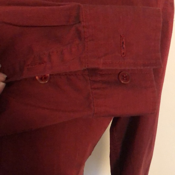 Maroon Button Down Long-Sleeve Blouse - Picture 5 of 14